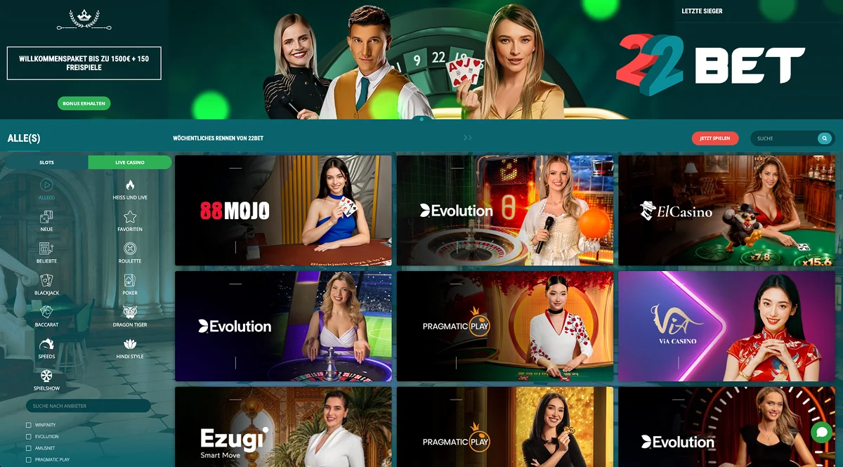 22Bet Live-Dealer-Spiele