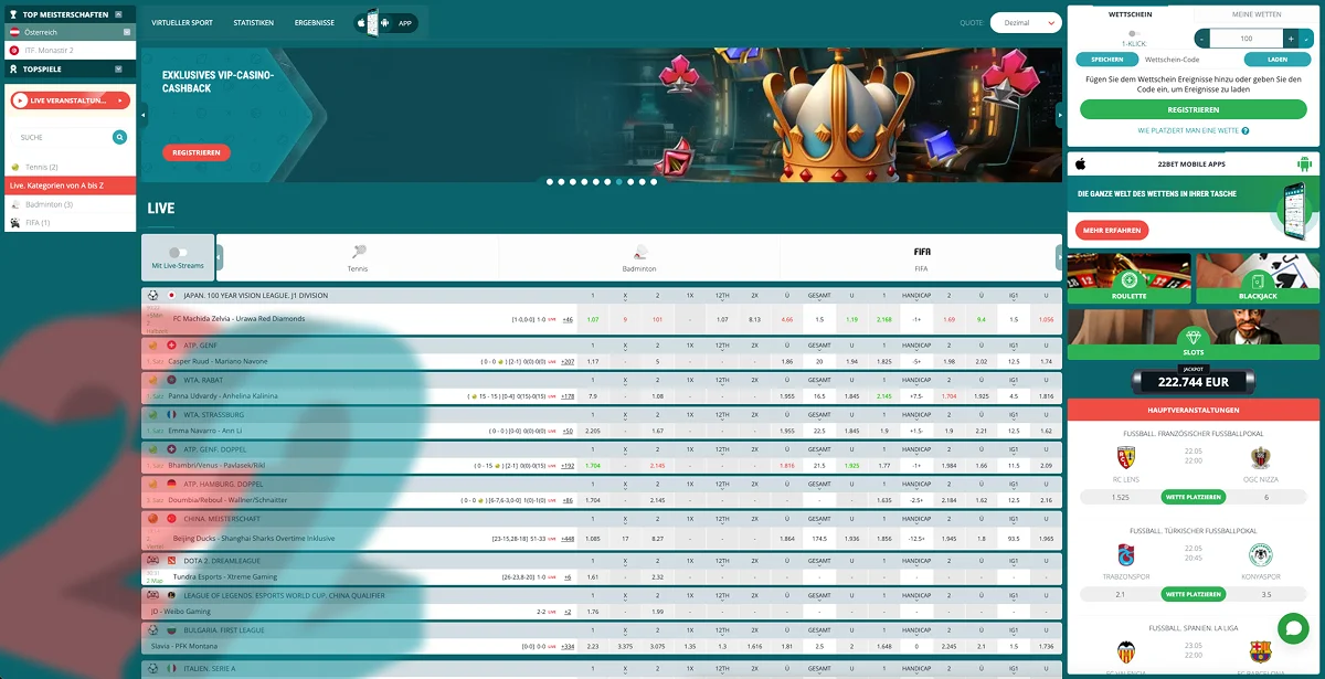 22Bet Hohe Wettquoten